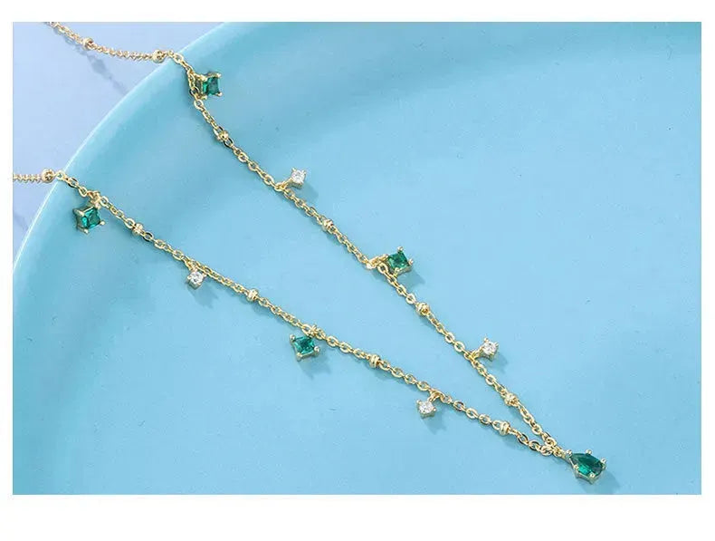 Generous water drop emerald zircon necklace - EX-STOCK CANADA