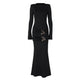 Fashion Round Neck Slim Fit Long Sleeve Bodycon Black Dress - EX-STOCK Canada