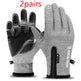 Two pairs of gray gloves with black accents on a white background