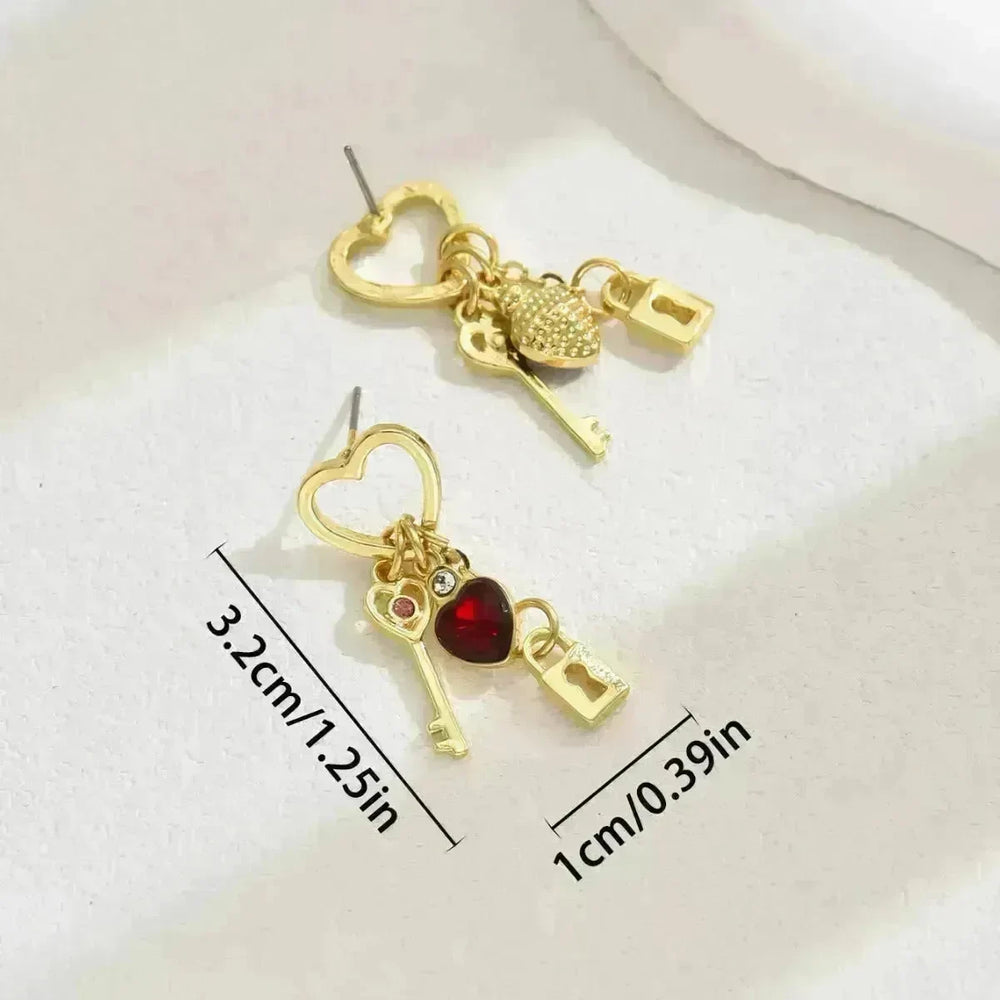Simple Love Female Diamond Lock-shaped Special-interest Earrings - EX-STOCK CANADA