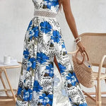 Elegant Spring chic Vacation Resort floral summer maxi dress - EX-STOCK CANADA