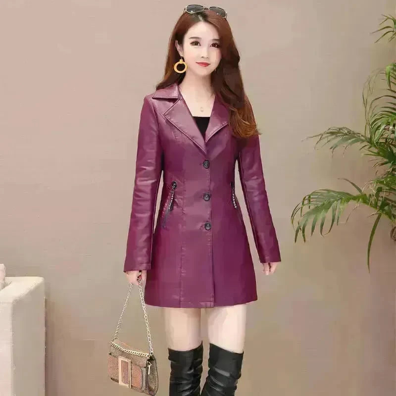 Elegant Fashion Slim fit Long Sleeve Leather Mini Blazer Dress - EX-STOCK CANADA