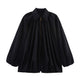 Women's Loose Pleated Zip-Front Jacket – Balloon Sleeves, 6 Colours | Sizes XS–XL