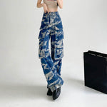 New Tie-dye Baggy CargoTrousers With Pockets Y2K Fashion High Waist Loose Wide Leg Pants Spring And Autumn - EX-STOCK Canada