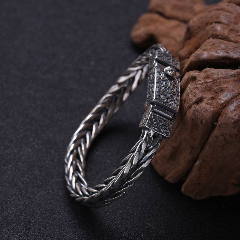 925 Sterling Silver Jewelry Men's Braided Rattan Bracelet EX-STOCK Canada 