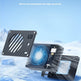 A black semiconductor rapid cooling heatsink and fan assembly shown over a snowy icy background with blue text reading 'Semiconductor Rapid cooling' and 'Better heat dissipation with high-speed fan.'.