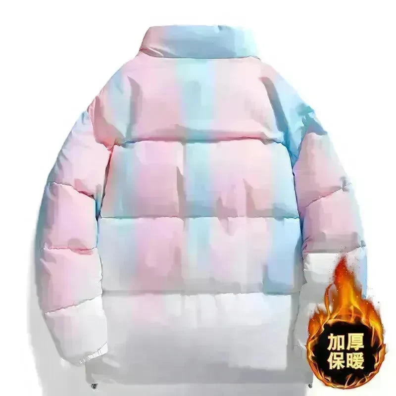 Fashion Stand-up Collar Gradient Coat Couples Winter Warm Plush Thickened Jacket With Pockets Loose Outwear Top For Women Men Clothing - EX-STOCK CANADA