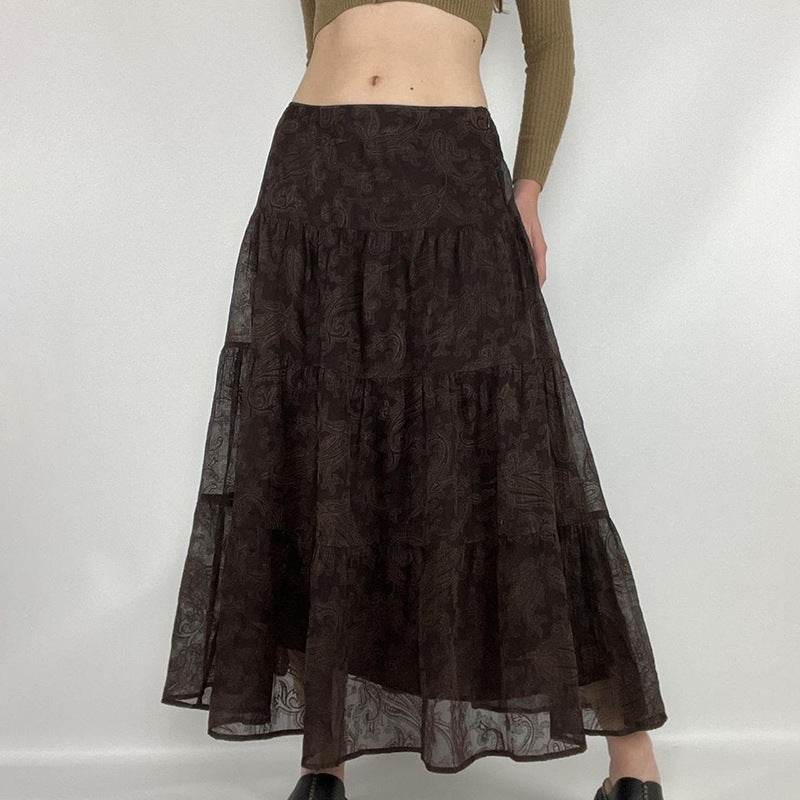 Retro Paisley Printed Skirt Women's Low Waist Midi skirt - EX-STOCK Canada
