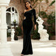 One shoulder cutout Banquet Sheath Velvet Evening Cocktail dress - EX-STOCK CANADA