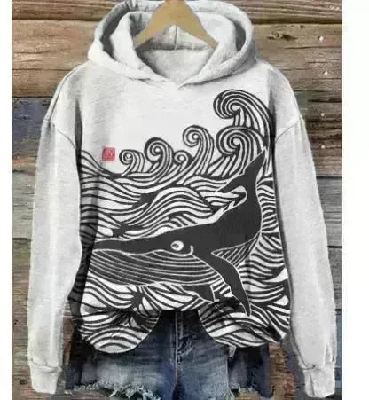 Women Fashion Spring And Autumn Plum Blossom Hooded Super Plus Size Loose-fitting Casual Pullover - EX-STOCK CANADA