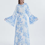 Muslim Chiffon Printed Bell Sleeve Dress - EX-STOCK Canada