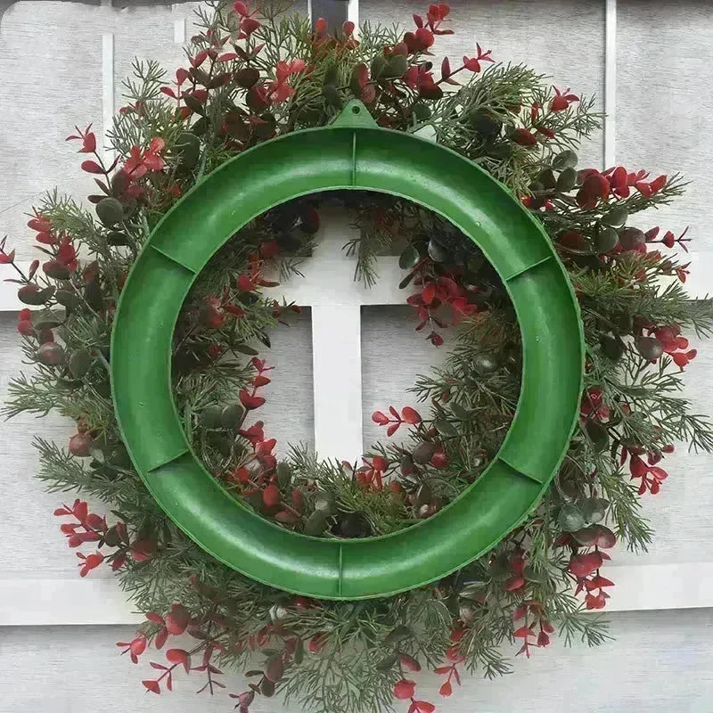 Artifical Cherry Pattern Wreaths Christmas Wreath Red Door Wreath Wall Hanging Garland Ornaments Rattan Circle Wall Decoration - EX-STOCK CANADA