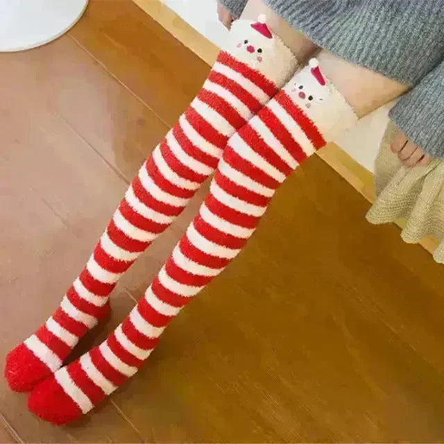 Christmas Long Socks Winter Women Striped Stockings New - EX-STOCK CANADA