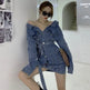 Street Fashion Long sleeve denim Mini Jeans dress - EX-STOCK CANADA