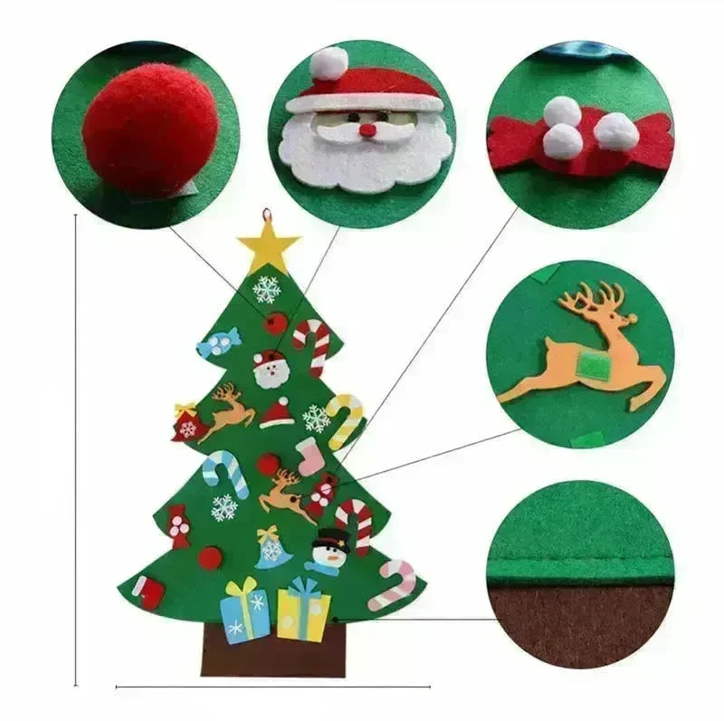 DIY Felt Christmas Tree New Year Toddler Kids Handmade Gift Toys Door Wall Hanging Ornaments Holiday Party Home Decor Set - EX-STOCK CANADA