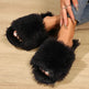 Fashion Open-toed Plush Slippers Winter Warm Indoor Bedroom Floor Soft Fluffy Slipper For Couple Solid Color House Shoes Women - EX-STOCK Canada