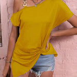 Women Clothes Off Shoulder Blouse Summer Irregular Design Tops Shirt - EX-STOCK CANADA