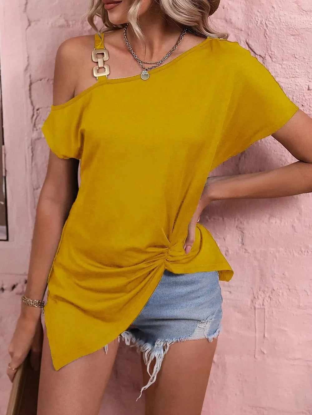 Women Clothes Off Shoulder Blouse Summer Irregular Design Tops Shirt - EX-STOCK CANADA
