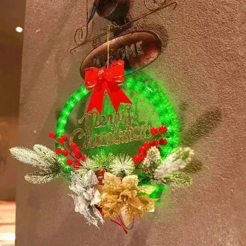 Christmas Luminous LED Light Garland Door Hanging wreaths Decorations - EX-STOCK CANADA