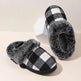 Winter Warm Plaid Plush Slippers Home Indoor Non-slip Bedroom Floor Soft Fuzzy Slipper For Couple Fashion Solid House Shoes - EX-STOCK Canada