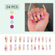 24 PCS Long Flat Flowers Nail Art, Long Length Long Water Pipe Fake Nails,Square Head Nail Tips False Nail EX-STOCK Canada 