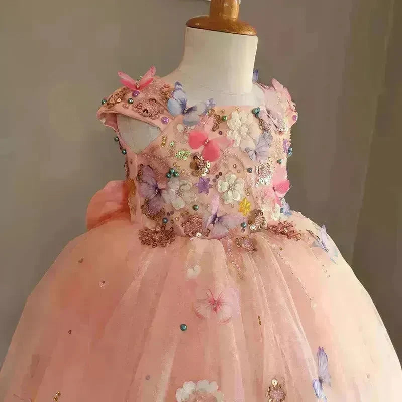 Children's Handmade Flower Fashion Special Dress Princess Ball Gown Dress Birthday Photoshoot Dress for girls Party dress for kids - EX-STOCK CANADA