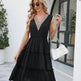 V-neck Dresses Women Sleeveless Pleated Ruffle Elegant Dress Beach Summer - EX-STOCK Canada