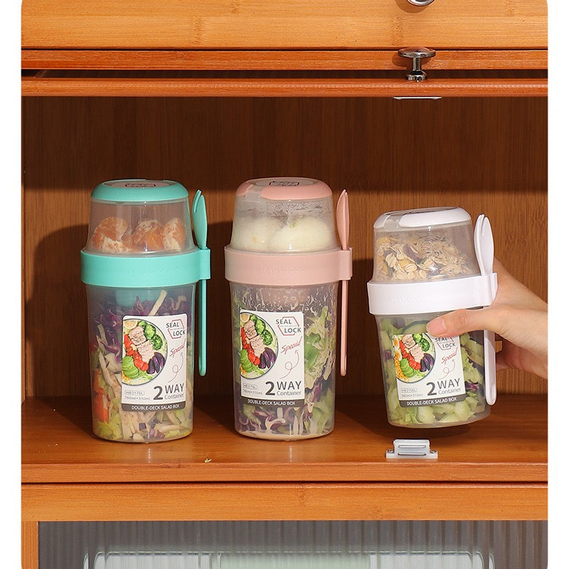 Portable Breakfast Oatmeal Cereal Nut Yogurt Salad Cup Container Set With Fork Sauce Cup Lid Bento Food Bowl Kitchen Lunch Box EX-STOCK