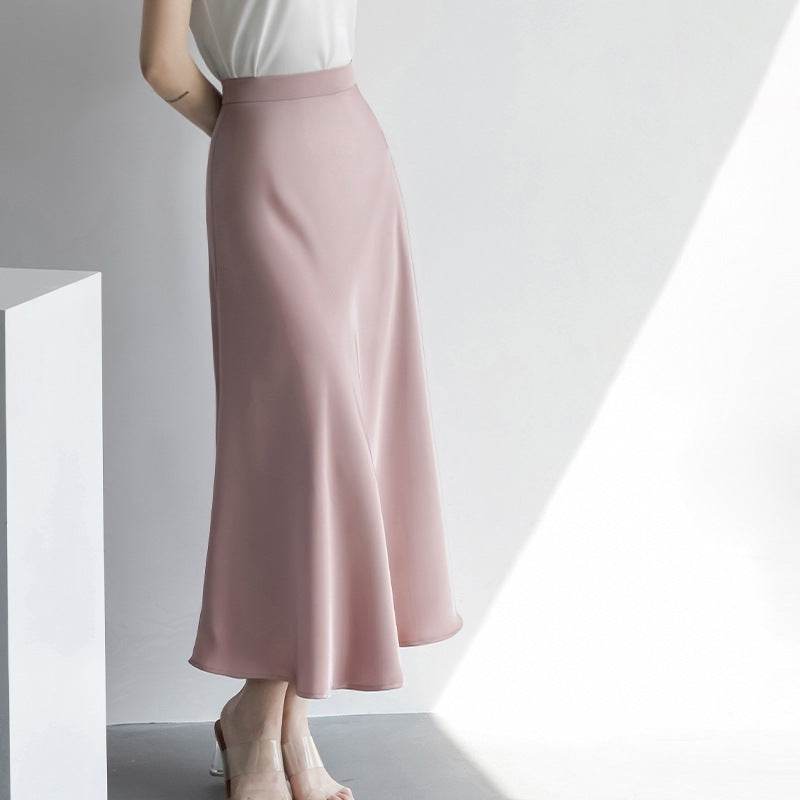 Women's formal Work Satin Skirt Summer High Waist Midi Sheath Skirt - EX-STOCK Canada