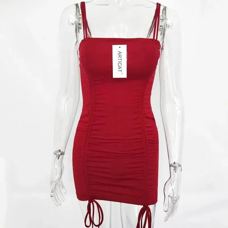 Articat Spaghetti Strap Sexy Backless Women Summer Dress Strapless Bodycon Bandage Party Dresses Vestidos Club Mini Dress - EX-STOCK CANADA