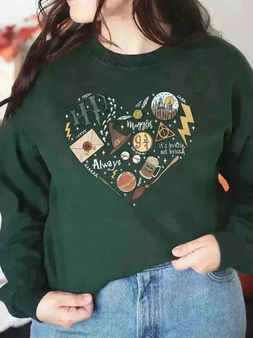 Digital Printing Sweater Hipster Round Neck Pullover Long Sleeve Sweater Women - EX-STOCK CANADA