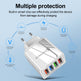 Multifunctional charger with multiple protection features on a light blue background