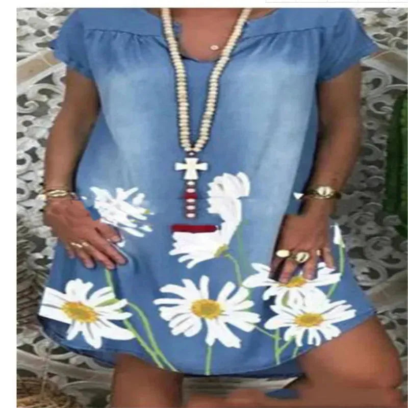 Casual Denim Fashion Floral jeans dress - EX-STOCK CANADA