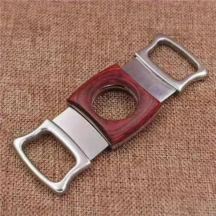 Creative Stainless Steel Thickened Wood Inlaid Cigar Cutter - EX-STOCK CANADA