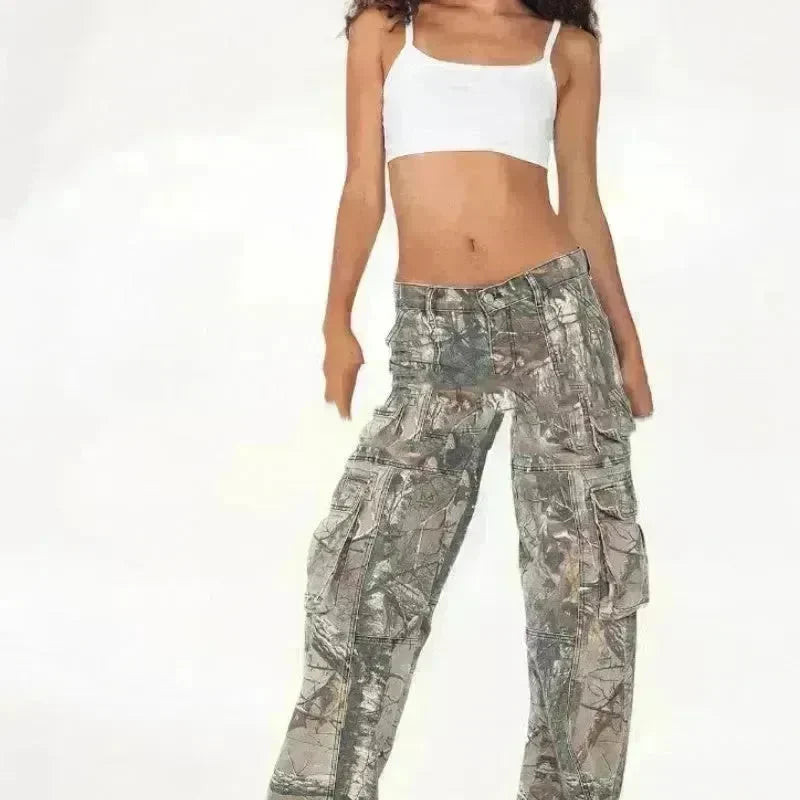 Hip Hop Retro Street Multi-pocket Camouflage Cargo Pants For Women Y2k Hip-hop Cargo Grunge Baggy Trousers - EX-STOCK CANADA