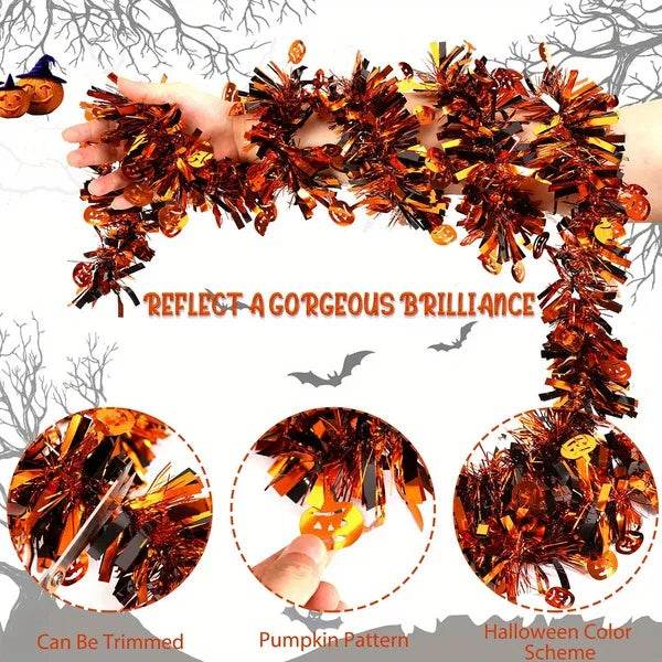 3Pack 6.56 Ft Halloween Tinsel Garland With Pumpkin Sequins Orange Black Mixed Colors Glitter Metallic Tinsel Decoration Twisted Garland For Halloween Thanksgiving Trick Or Treat Fall Party Supplies - EX-STOCK Canada