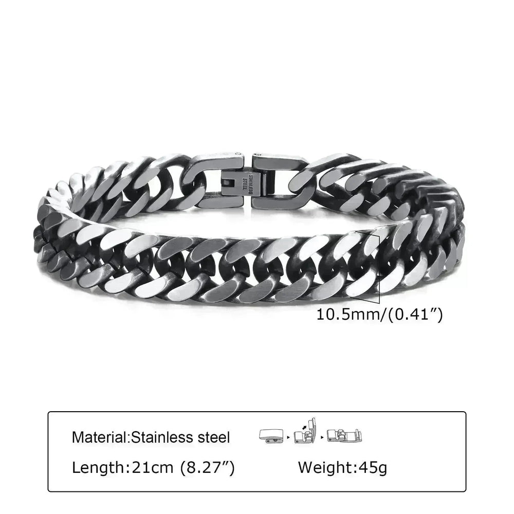 Stainless Steel Men's Ornament Vintage Cuban Link Chain Bracelet - EX-STOCK CANADA