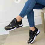 Fashionable Casual Lace-up Flat Shoes Women Shallow Round Toe Sports Outing Work Sneakers - EX-STOCK Canada