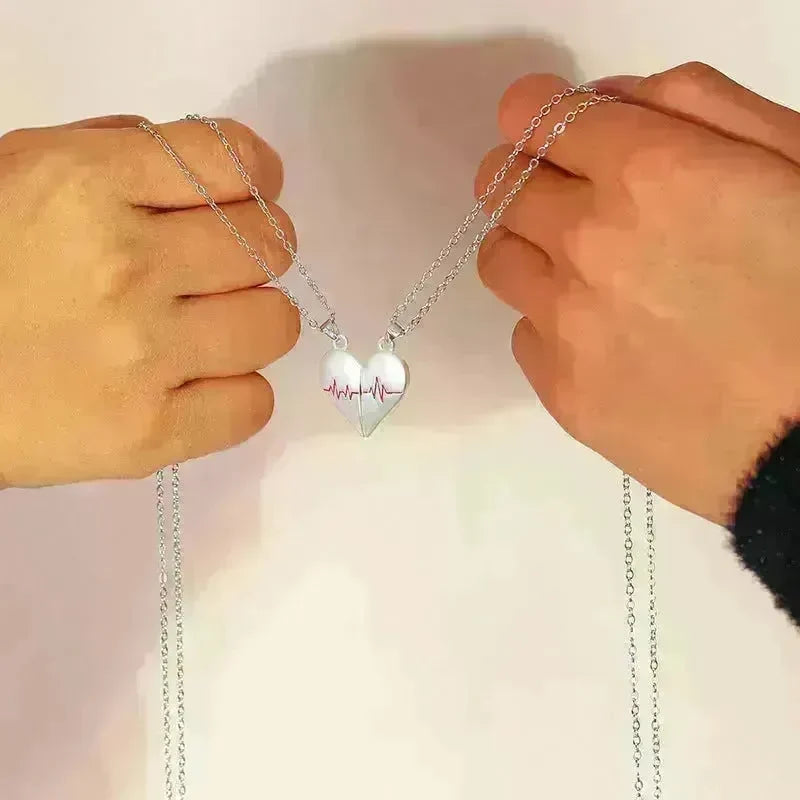 Heartbeat Magnetic Heart Necklace Love Couple Jewelry - EX-STOCK CANADA