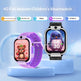 Two children's smartwatches on a blue platform with a light blue background