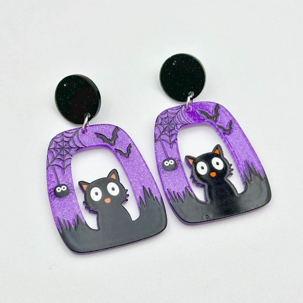 Halloween Day Ornament Colorful Ghost Eyes Funny Acrylic Earrings For Women - EX-STOCK Canada