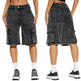 Fashion Street Washed Frayed Hem Women's Denim Straight Short Pants Black Jeans shorts for women - EX-STOCK Canada