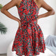 Casual Spring Summer Tie Belt Halter neck Swing Floral mini dress - EX-STOCK Canada