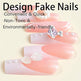 24 PCS Planet Pearl Flower Nail Art, Long Length Long Water Pipe Fake Nails,Square Head Nail Tips False Nail EX-STOCK Canada 