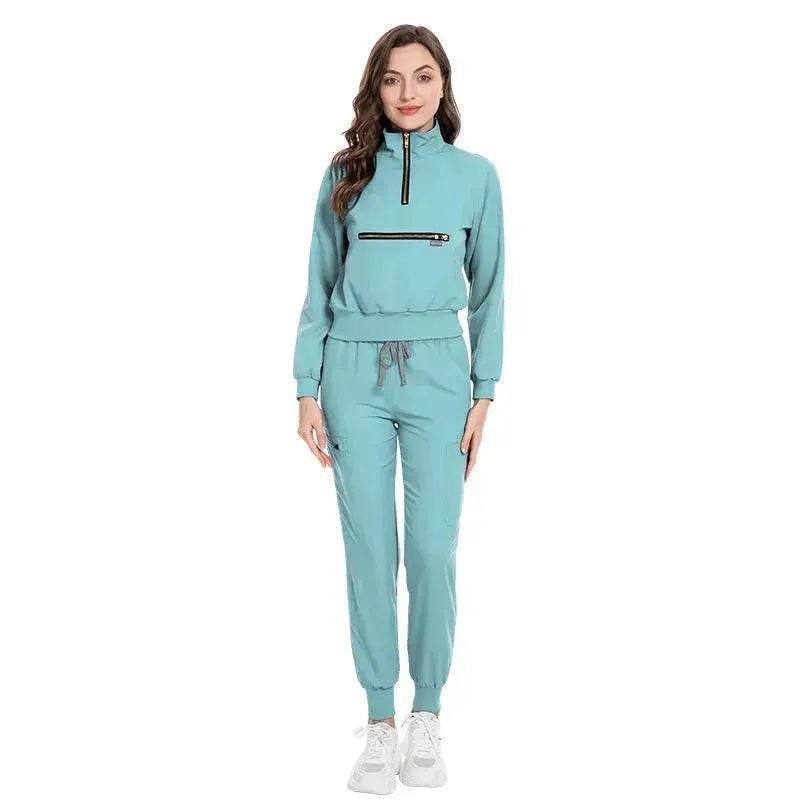 Leisure Jogging Surgical Gown Split Hospital Surgical Gown Stretch Nurse Suit - EX-STOCK Canada