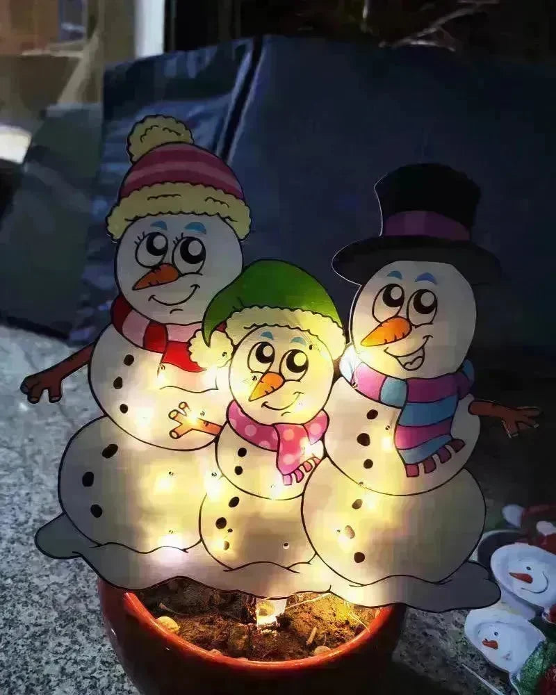 Christmas Scene Decoration With LED Lights Christmas Snowman Ornaments - EX-STOCK CANADA