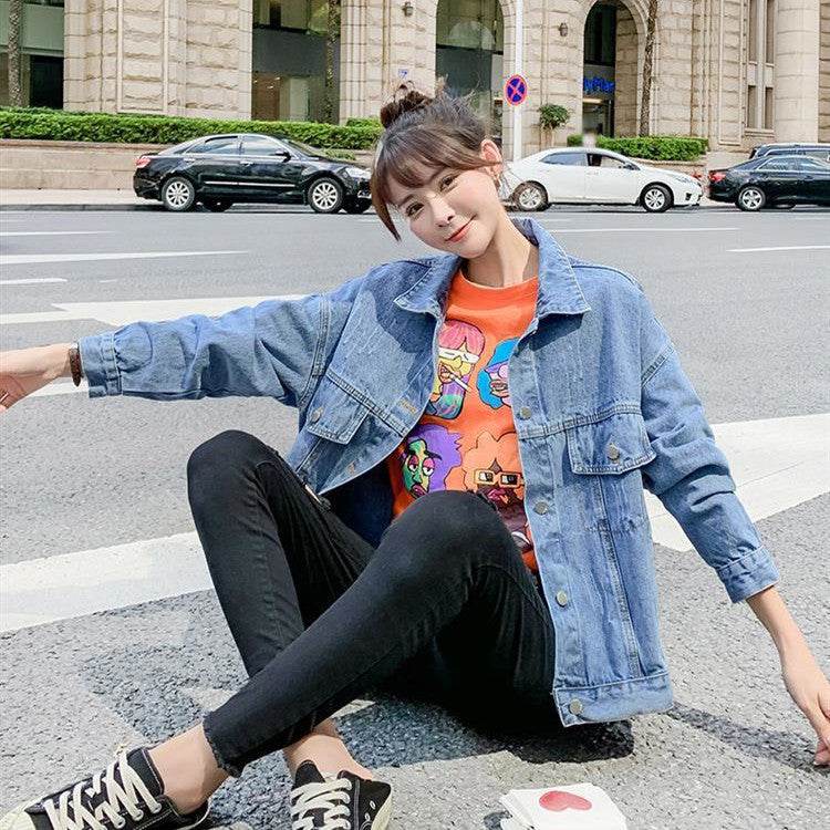 All-match Korean Style Loose Embroidered Denim Jacket Women - EX-STOCK Canada