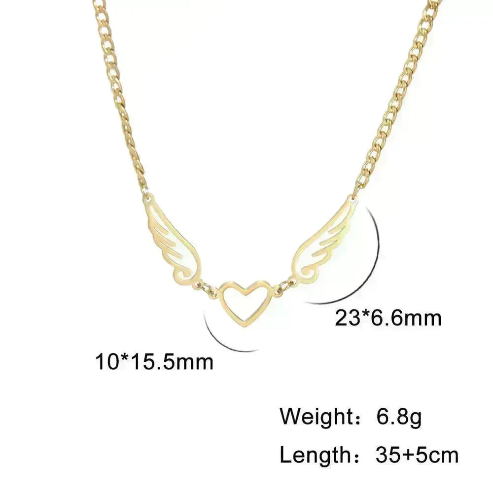 Hollow Heart Angel Wing Necklace - EX-STOCK CANADA