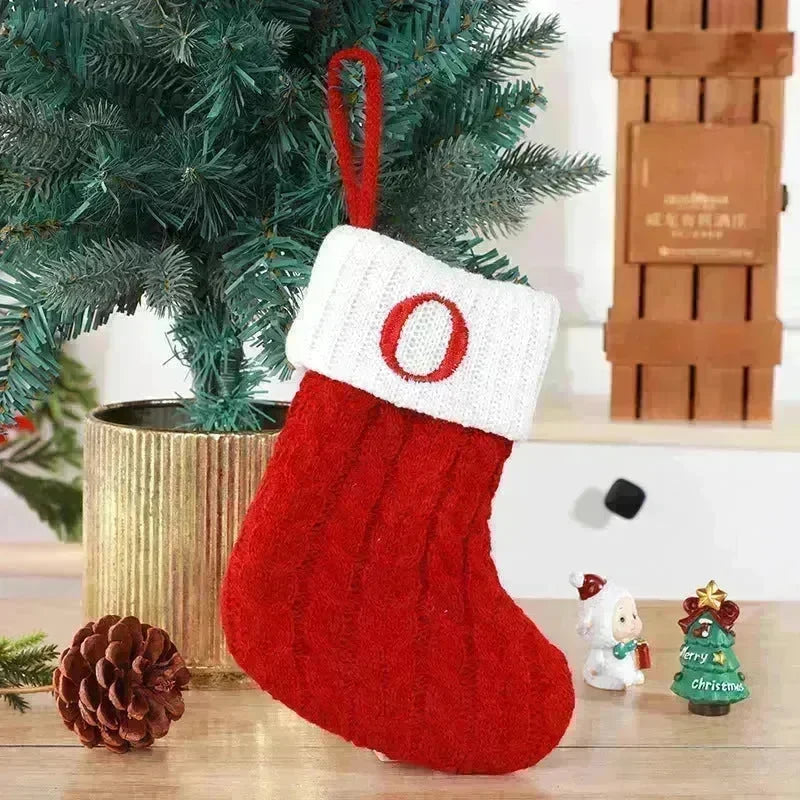 Cute Letters Christmas Stockings Decorative Creative Tree Pendant Wool Knitted Socks - EX-STOCK CANADA