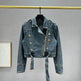 Long sleeved Short Denim Coat Women's Denim Jeans Cropped Jacket - EX-STOCK Canada